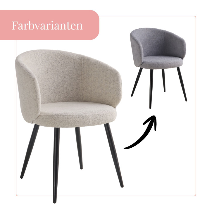 BHS LIVING Esszimmerstuhl, Küchenstuhl, Stuhl für den Wartebereich AURORA Polstersessel mit Armlehnen Stoff: beige 55x58x77 cm